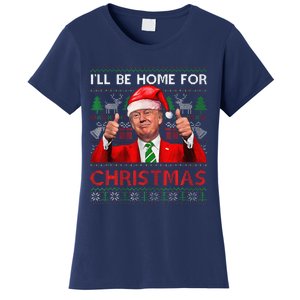 ILl Be Home For Christmas Santa Trump Xmas Pajamas Funny Women's T-Shirt