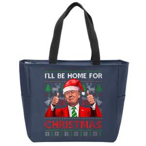 ILl Be Home For Christmas Santa Trump Xmas Pajamas Funny Zip Tote Bag