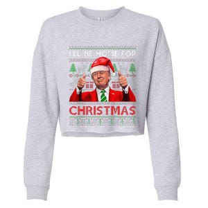 ILl Be Home For Christmas Santa Trump Xmas Pajamas Funny Cropped Pullover Crew