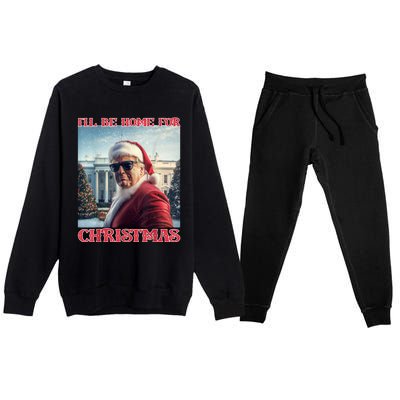 ILl Be Home For Christmas Trump Santa Selfie White House Premium Crewneck Sweatsuit Set