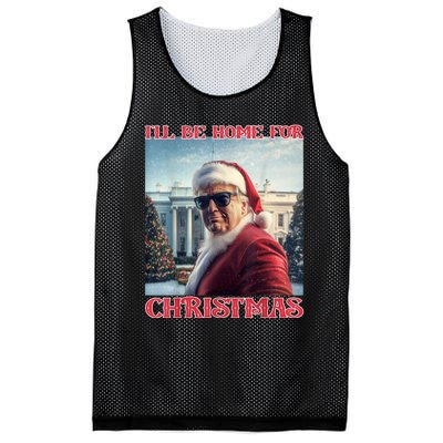 ILl Be Home For Christmas Trump Santa Selfie White House Mesh Reversible Basketball Jersey Tank