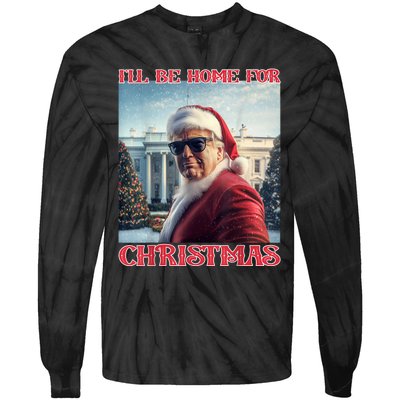 ILl Be Home For Christmas Trump Santa Selfie White House Tie-Dye Long Sleeve Shirt