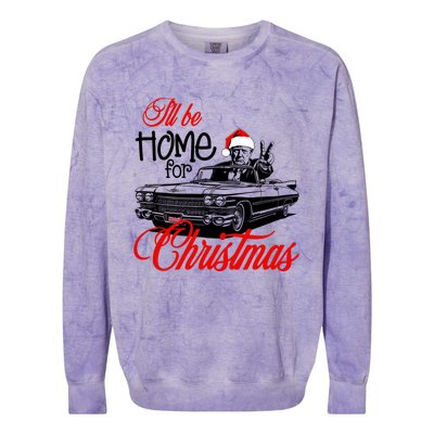 ILl Be Home For Christmas Xmas Trump Pajamas Holiday Santa Gift Colorblast Crewneck Sweatshirt