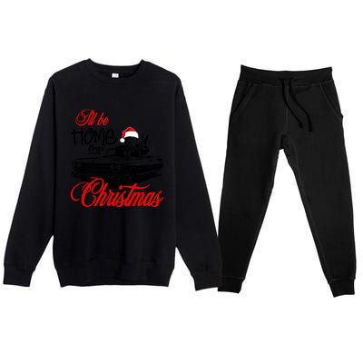 ILl Be Home For Christmas Xmas Trump Pajamas Holiday Santa Gift Premium Crewneck Sweatsuit Set