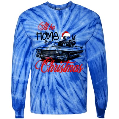 ILl Be Home For Christmas Xmas Trump Pajamas Holiday Santa Gift Tie-Dye Long Sleeve Shirt