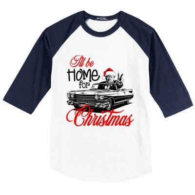 ILl Be Home For Christmas Xmas Trump Pajamas Holiday Santa Gift Baseball Sleeve Shirt