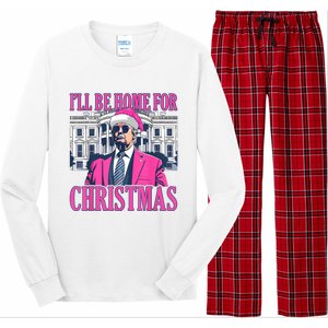 ILl Be Home For Christmas Funny Donald Trump Pajamas Xmas Long Sleeve Pajama Set