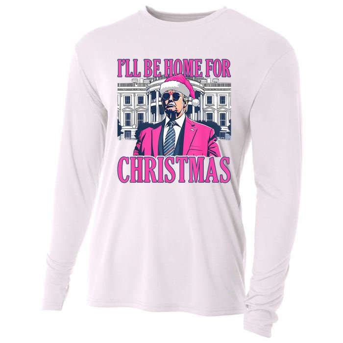 ILl Be Home For Christmas Funny Donald Trump Pajamas Xmas Cooling Performance Long Sleeve Crew