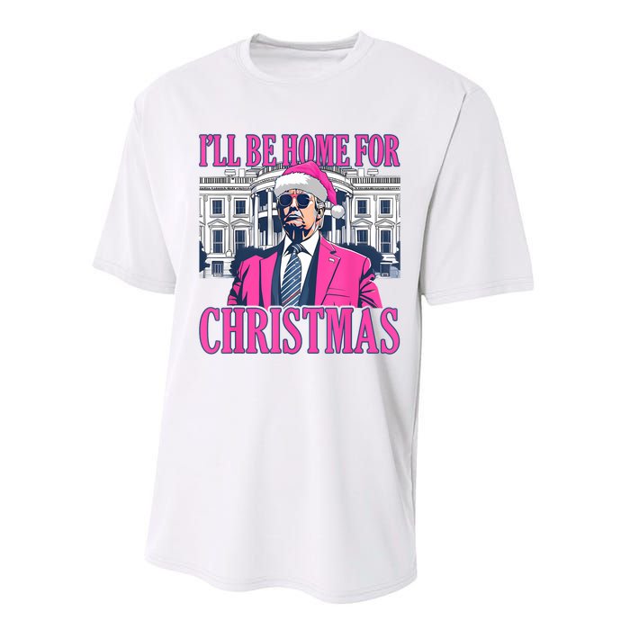 ILl Be Home For Christmas Funny Donald Trump Pajamas Xmas Performance Sprint T-Shirt