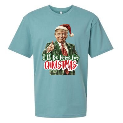 ILl Be Home For Christmas Trump Xmas 2024 Cool Gift Sueded Cloud Jersey T-Shirt