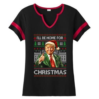 ILl Be Home For Christmas Xmas Trump Pajamas Holiday Santa Meaningful Gift Ladies Halftime Notch Neck Tee