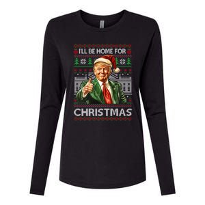 ILl Be Home For Christmas Xmas Trump Pajamas Holiday Santa Meaningful Gift Womens Cotton Relaxed Long Sleeve T-Shirt