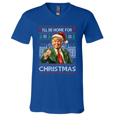 ILl Be Home For Christmas Xmas Trump Pajamas Holiday Santa Meaningful Gift V-Neck T-Shirt