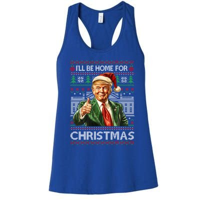 ILl Be Home For Christmas Xmas Trump Pajamas Holiday Santa Meaningful Gift Women's Racerback Tank