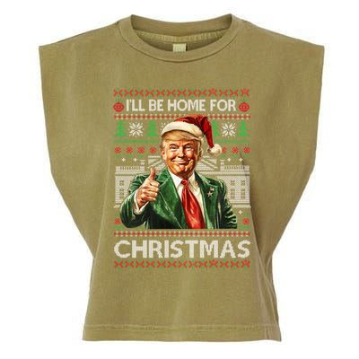 ILl Be Home For Christmas Xmas Trump Pajamas Holiday Santa Meaningful Gift Garment-Dyed Women's Muscle Tee