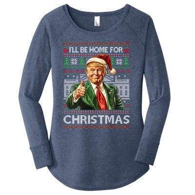 ILl Be Home For Christmas Xmas Trump Pajamas Holiday Santa Meaningful Gift Women's Perfect Tri Tunic Long Sleeve Shirt