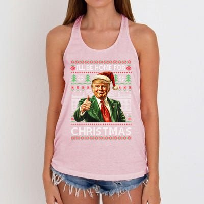 ILl Be Home For Christmas Xmas Trump Pajamas Holiday Santa Meaningful Gift Women's Knotted Racerback Tank