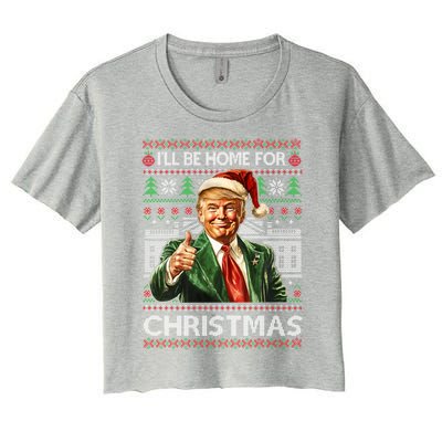 ILl Be Home For Christmas Xmas Trump Pajamas Holiday Santa Meaningful Gift Women's Crop Top Tee