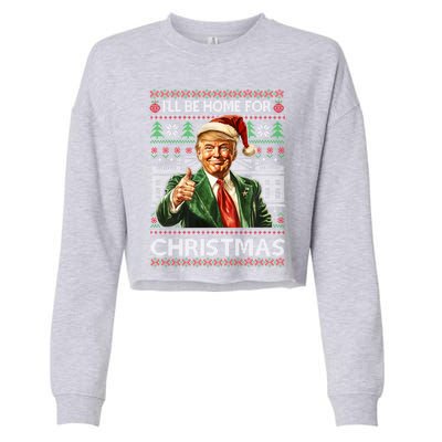 ILl Be Home For Christmas Xmas Trump Pajamas Holiday Santa Meaningful Gift Cropped Pullover Crew