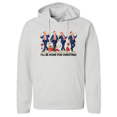 ILl Be Home For Christmas Santa Funny Trump Xmas Pajamas Performance Fleece Hoodie