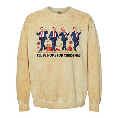 ILl Be Home For Christmas Santa Funny Trump Xmas Pajamas Colorblast Crewneck Sweatshirt