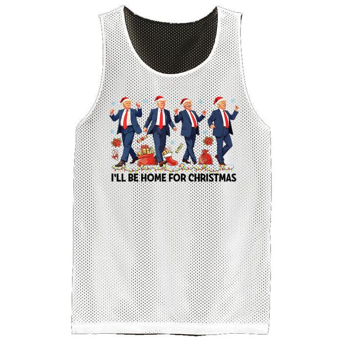 ILl Be Home For Christmas Santa Funny Trump Xmas Pajamas Mesh Reversible Basketball Jersey Tank