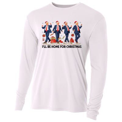 ILl Be Home For Christmas Santa Funny Trump Xmas Pajamas Cooling Performance Long Sleeve Crew