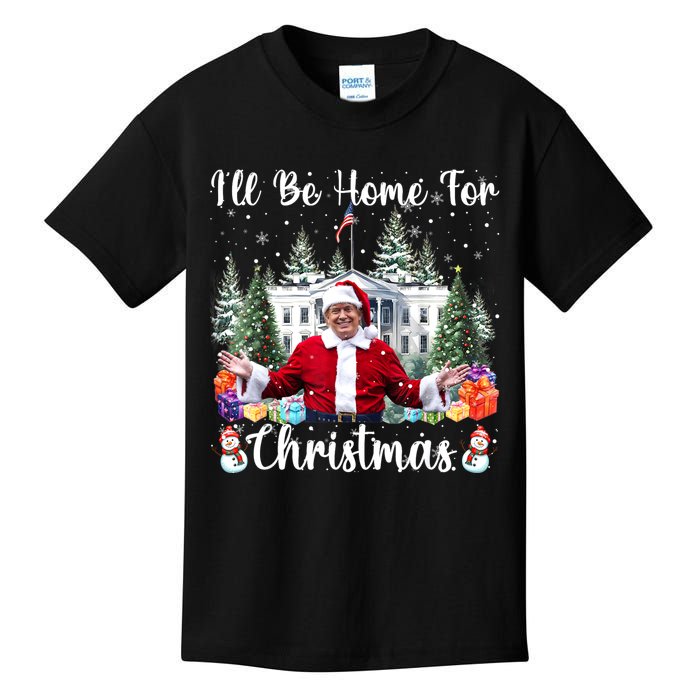 ILl Be Home For Christmas Funny Santa Claus Trump 2024 Kids T-Shirt