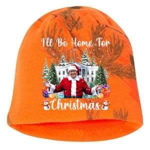 ILl Be Home For Christmas Funny Santa Claus Trump 2024 Kati - Camo Knit Beanie