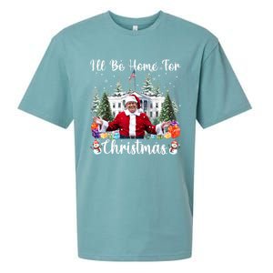 ILl Be Home For Christmas Funny Santa Claus Trump 2024 Sueded Cloud Jersey T-Shirt