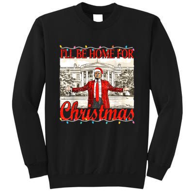 IIi Be Home For Christmas Funny Trump Santa 2024 Christmas Sweatshirt