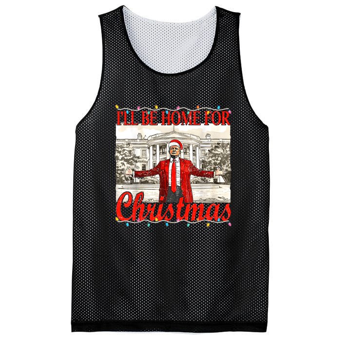 IIi Be Home For Christmas Funny Trump Santa 2024 Christmas Mesh Reversible Basketball Jersey Tank