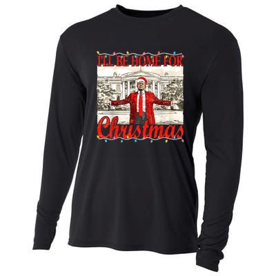 IIi Be Home For Christmas Funny Trump Santa 2024 Christmas Cooling Performance Long Sleeve Crew