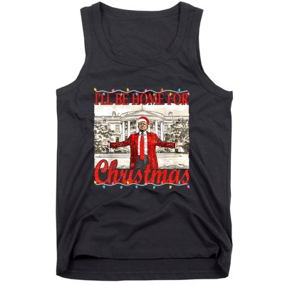 IIi Be Home For Christmas Funny Trump Santa 2024 Christmas Tank Top