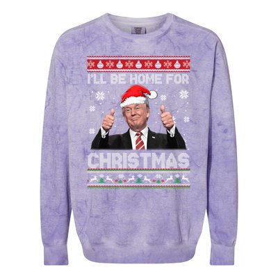 ILl Be Home For Christmas Santa Funny Trump Xmas Pajamas Colorblast Crewneck Sweatshirt