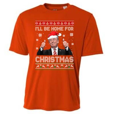 ILl Be Home For Christmas Santa Funny Trump Xmas Pajamas Cooling Performance Crew T-Shirt