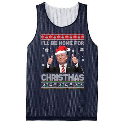 ILl Be Home For Christmas Santa Funny Trump Xmas Pajamas Mesh Reversible Basketball Jersey Tank