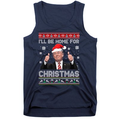 ILl Be Home For Christmas Santa Funny Trump Xmas Pajamas Tank Top