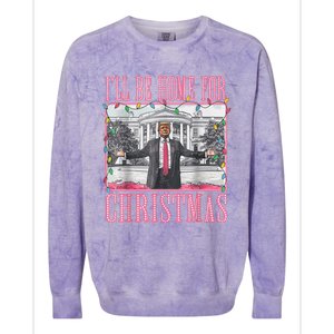 ILl Be Home For Christmas Santa Funny Trump Xmas Pajamas Colorblast Crewneck Sweatshirt