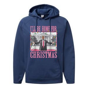 ILl Be Home For Christmas Santa Funny Trump Xmas Pajamas Performance Fleece Hoodie