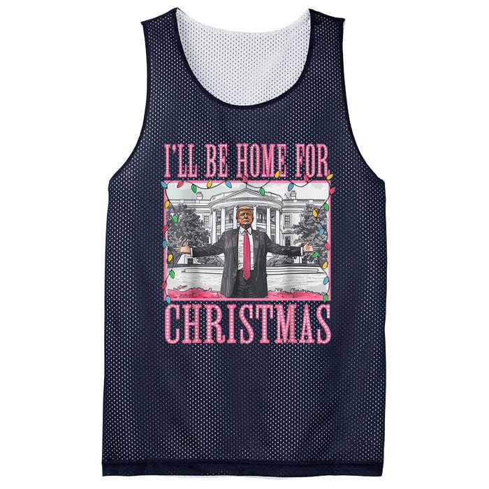 ILl Be Home For Christmas Santa Funny Trump Xmas Pajamas Mesh Reversible Basketball Jersey Tank