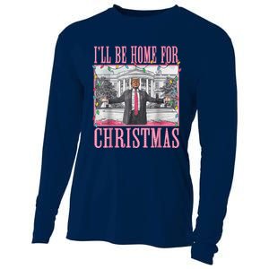 ILl Be Home For Christmas Santa Funny Trump Xmas Pajamas Cooling Performance Long Sleeve Crew