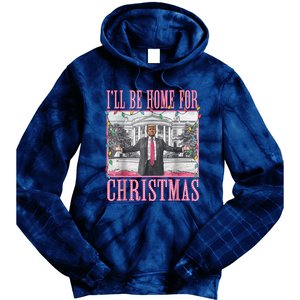 ILl Be Home For Christmas Santa Funny Trump Xmas Pajamas Tie Dye Hoodie