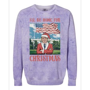 ILl Be Home For Christmas Funny Trump 2024 Ugly Xmas Colorblast Crewneck Sweatshirt