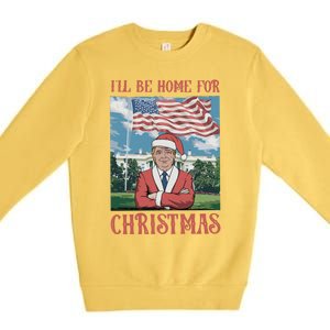 ILl Be Home For Christmas Funny Trump 2024 Ugly Xmas Premium Crewneck Sweatshirt