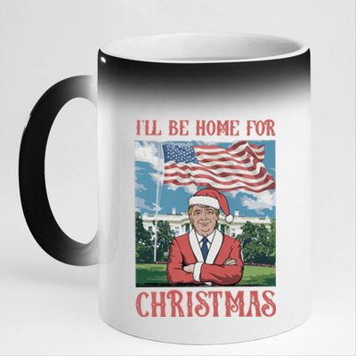 ILl Be Home For Christmas Funny Trump 2024 Ugly Xmas 11oz Black Color Changing Mug