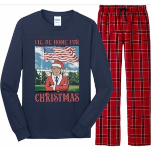 ILl Be Home For Christmas Funny Trump 2024 Ugly Xmas Long Sleeve Pajama Set