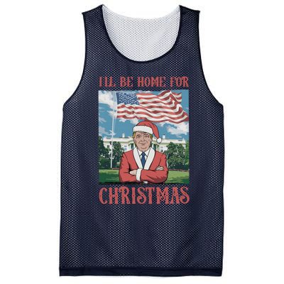 ILl Be Home For Christmas Funny Trump 2024 Ugly Xmas Mesh Reversible Basketball Jersey Tank