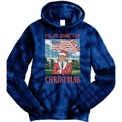 ILl Be Home For Christmas Funny Trump 2024 Ugly Xmas Tie Dye Hoodie