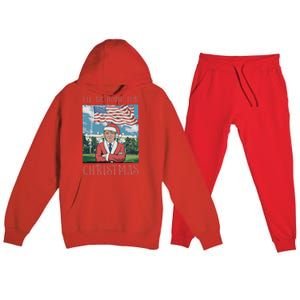 ILl Be Home For Christmas Funny Trump 2024 Ugly Xmas Premium Hooded Sweatsuit Set